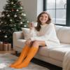 Auranso Slouch Socks Women Cotton Scrunch Knee High Long Knit Boot Socks Orange view 3