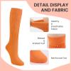 Auranso Slouch Socks Women Cotton Scrunch Knee High Long Knit Boot Socks Orange view 4