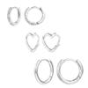 3 Pairs Small Huggie Hoop Earrings Set White Gold Hypoallergenic Lightweight Huggie Hoops Earrings for Women view 1
