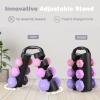 LIONSCOOL 2LB 3LB 4LB Pair Neoprene Coated Dumbbell Set with Sturdy and Portable Rack, All Purpose Premium Hex Dumbbell Set (Lilac Fantasy) view 3