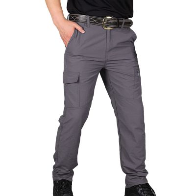 JEsilunmaMY Men's Cargo Pants Multi-Pocket Outdoor Mountain Hiking Military Trousers Lightweight Waterproof Joggers Pants (Grey,XX-Large)