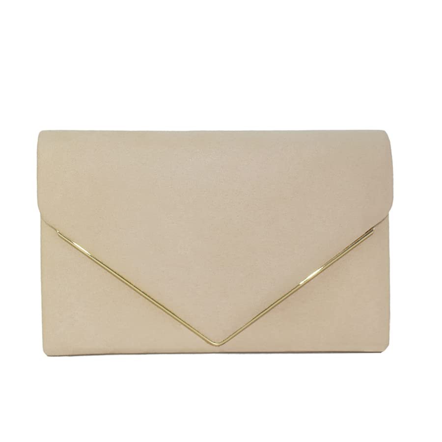 Nude Evening Bags Women Clutch Purse Faux Suede Small Cute Classic Envelop Crossbody Handbag for Formal Wedding Party with Chain