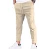 JEsilunmaMY Men's Striped Jogger Sweatpant Elastic Waist Athletic Lounge Pants with Pockets Slim Fit Workout Running Slacks (Khaki,Medium) view 1