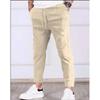 JEsilunmaMY Men's Striped Jogger Sweatpant Elastic Waist Athletic Lounge Pants with Pockets Slim Fit Workout Running Slacks (Khaki,Medium) view 2
