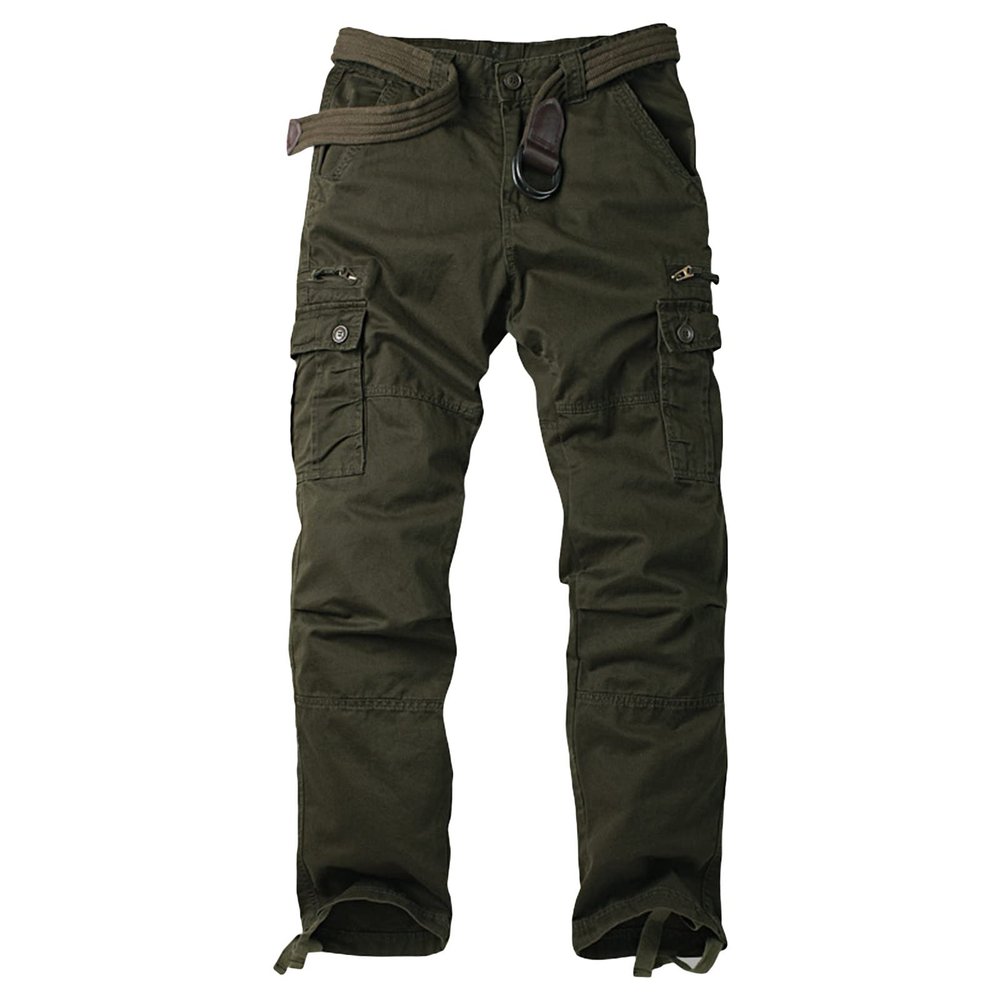 JEsilunmaMY Men's Outdoor Camo Cargo Pants Multi-Pocket Casual Straight Leg Trousers Mountain Camping Hiking Military Pants (ArmyGreen1,40)