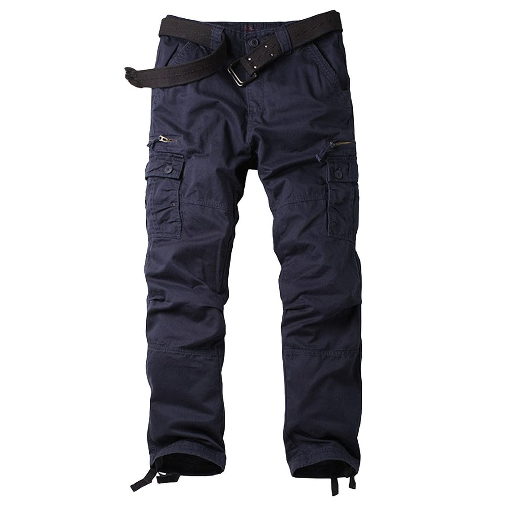 Men's Outdoor Camo Cargo Pants Multi-Pocket Casual Straight Leg Trousers Mountain Camping Hiking Military Pants (Blue2,34)