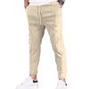 JEsilunmaMY Men's Striped Jogger Sweatpant Elastic Waist Athletic Lounge Pants with Pockets Slim Fit Workout Running Slacks (Khaki,XX-Large) view 1