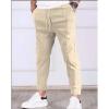 JEsilunmaMY Men's Striped Jogger Sweatpant Elastic Waist Athletic Lounge Pants with Pockets Slim Fit Workout Running Slacks (Khaki,XX-Large) view 2