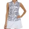 JINSHI Women Tennis Shirts Dry Fit Tank Tops Shirts Women's Sleeveless Tennis Shirt with Zipper Loose Fit Golf Outfits Camouflage Grey X-Small view 1