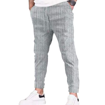 JEsilunmaMY Men's Striped Jogger Sweatpant Elastic Waist Athletic Lounge Pants with Pockets Slim Fit Workout Running Slacks (Grey,XX-Large)