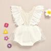 1st Birthday Outfit for Baby Girls - Boho Lace Romper Princess Tutu Dress with Flower Headband First Birthday Cake Smash Photoshoot Outfit First 1st Christmas for Baby Girls Beige 12-18 Months view 2