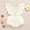 1st Birthday Outfit for Baby Girls - Boho Lace Romper Princess Tutu Dress with Flower Headband First Birthday Cake Smash Photoshoot Outfit First 1st Christmas for Baby Girls Beige 12-18 Months view 3