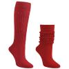 Auranso Slouch Socks Women Cotton Scrunch Knee High Long Knit Boot Socks Red view 1