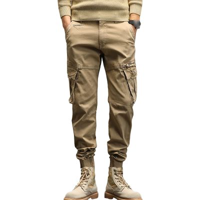 JEsilunmaMY Men's Spring Cargo Slacks Multi-Pocket Outdoor Stretch Jogger Pants Athletic Workout Straight Lounge Trousers (Khaki,31)