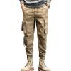 JEsilunmaMY Men's Multi-Pocket Slacks Elastic Waist Casual Loose Cotton Cargo Pants Athletic Workout Running Lounge Pants (Khaki,33) view 1