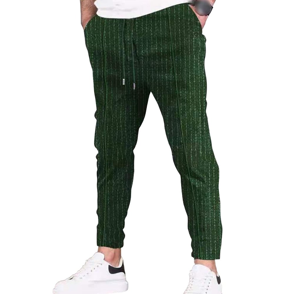 JEsilunmaMY Men's Striped Jogger Sweatpant Elastic Waist Athletic Lounge Pants with Pockets Slim Fit Workout Running Slacks (Green,3X-Large)