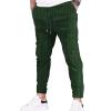 JEsilunmaMY Men's Striped Jogger Sweatpant Elastic Waist Athletic Lounge Pants with Pockets Slim Fit Workout Running Slacks (Green,3X-Large) view 1