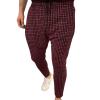 JEsilunmaMY Men's Plaid Jogger Pants Drawstring Elastic Waist Sweatpant with Pockets Slim Fit Athletic Running Lounge Pants (Red,3X-Large) view 1