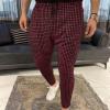 JEsilunmaMY Men's Plaid Jogger Pants Drawstring Elastic Waist Sweatpant with Pockets Slim Fit Athletic Running Lounge Pants (Red,3X-Large) view 2