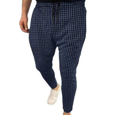 JEsilunmaMY Men's Plaid Jogger Pants Drawstring Elastic Waist Sweatpant with Pockets Slim Fit Athletic Running Lounge Pants (Dark Blue,Medium)