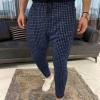 JEsilunmaMY Men's Plaid Jogger Pants Drawstring Elastic Waist Sweatpant with Pockets Slim Fit Athletic Running Lounge Pants (Dark Blue,Medium) view 2