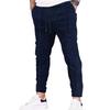 JEsilunmaMY Men's Striped Jogger Sweatpant Elastic Waist Athletic Lounge Pants with Pockets Slim Fit Workout Running Slacks (Dark Blue,Large) view 1