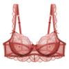 Women's Lace Balconette Bra Underwire Non-Padded Soft Cup Comfort Everyday Bras(Light Red,34D)