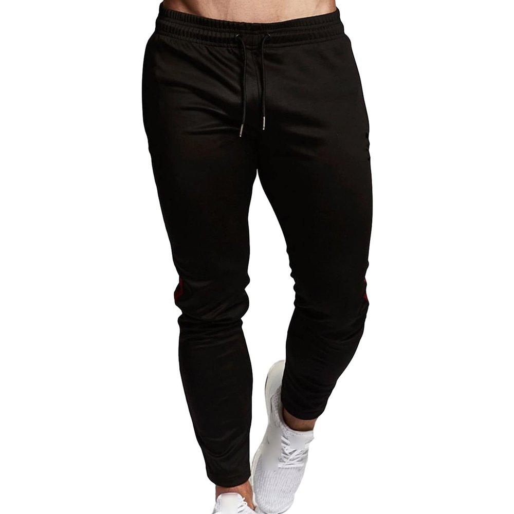 Mens Casual Sweatpants Elastic Waist Outdoor Running Fitness Yoga Trousers Stretch Athletic Jogger Lounge Pants (Black,Medium)