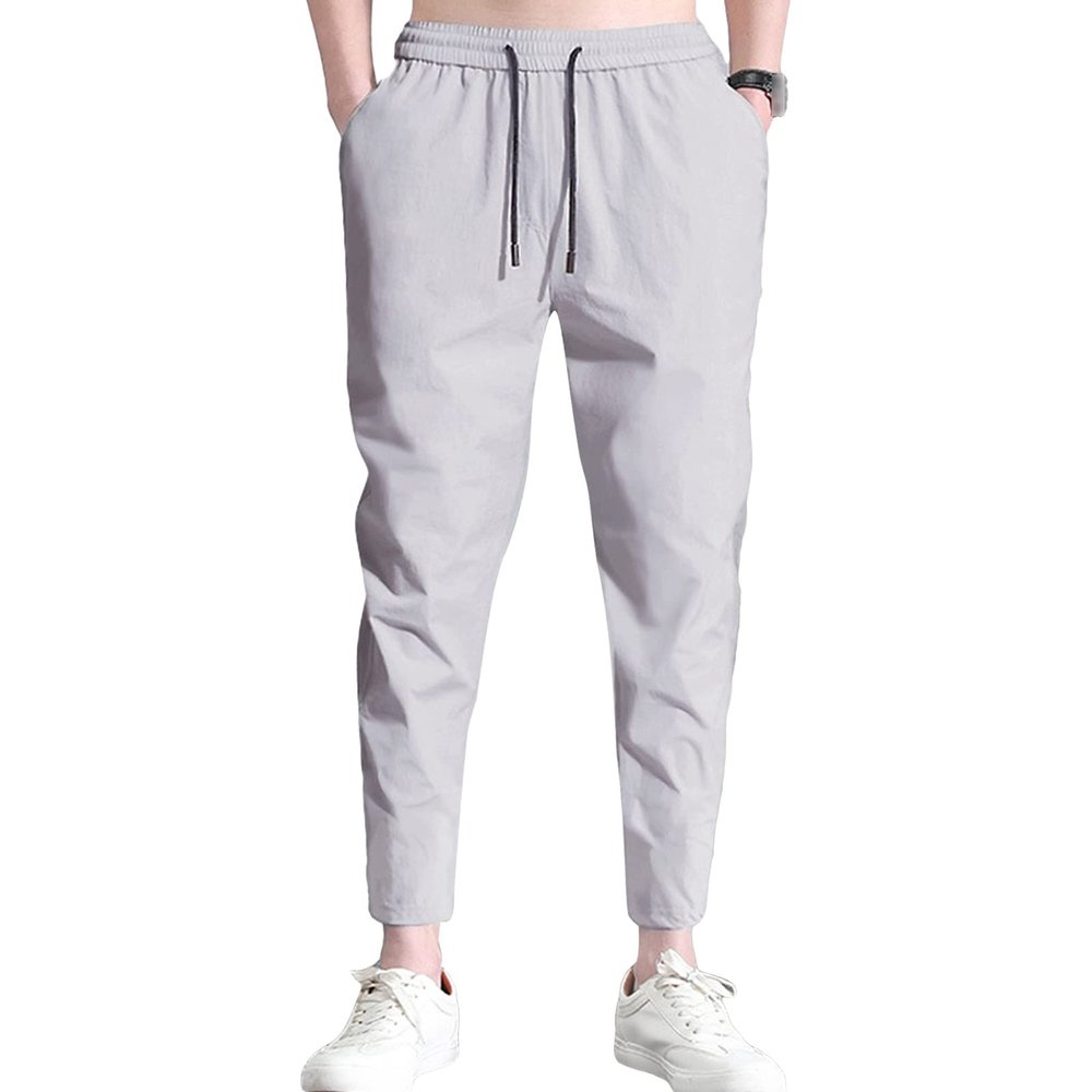 JEsilunmaMY Lightweight Sweatpant for Men Elastic Waist Ice Silk Stretch Jogger Pants Athletic Workout Summer Lounge Pants (Grey1,3X-Large)