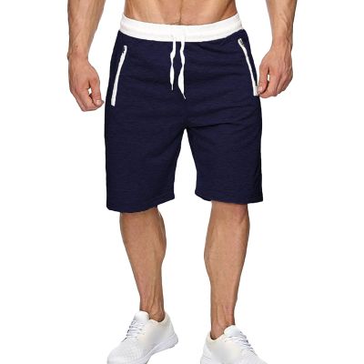 JEsilunmaMY Men's Athletic Jogger Shorts Elastic Waist Casual Loose Sweatpants Solid Color Summer Beach Shorts with Pocket (Dark Blue,X-Large)