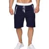 JEsilunmaMY Men's Athletic Jogger Shorts Elastic Waist Casual Loose Sweatpants Solid Color Summer Beach Shorts with Pocket (Dark Blue,X-Large) view 1