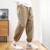 JEsilunmaMY Men's Drawstring Corduroy Pants Elastic Waist Jogger Sweatpant with Pockets Casual Athletic Wide Leg Trousers (Khaki,Large) view 2