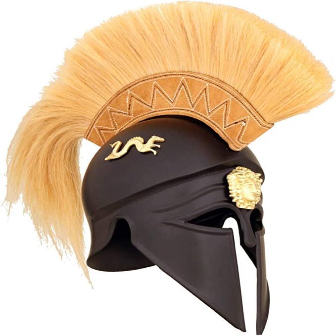 ACTIVE INDUSTRIES Medieval Wearable Greek Corinthian Helmet Free Leather Liner Knight Black Helmet With Plume