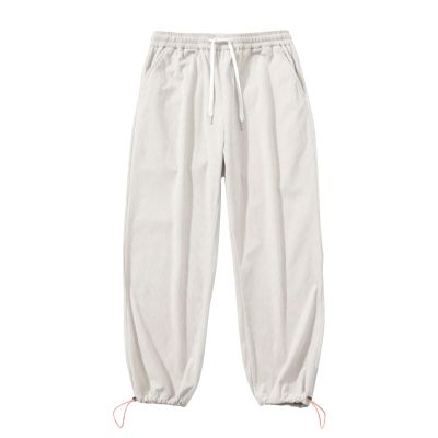 JEsilunmaMY Men's Drawstring Corduroy Pants Elastic Waist Jogger Sweatpant with Pockets Casual Athletic Wide Leg Trousers (Light Yellow,Medium)