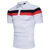 Men's Casual Color Block Short Sleeve Polo Shirts Tops Button Collar Tee Fashion Patchwork Stripe Golf T-Shirts Tees (White,Medium) view 1