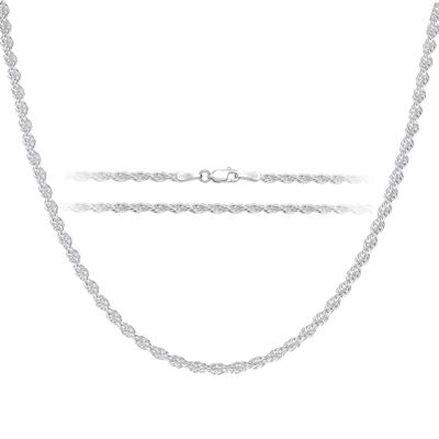 ASDULL 925 Sterling Silver Clasp 2.5mm Silver Rope Chain Necklace for Men Silver Link Chain for Women 24 Inches