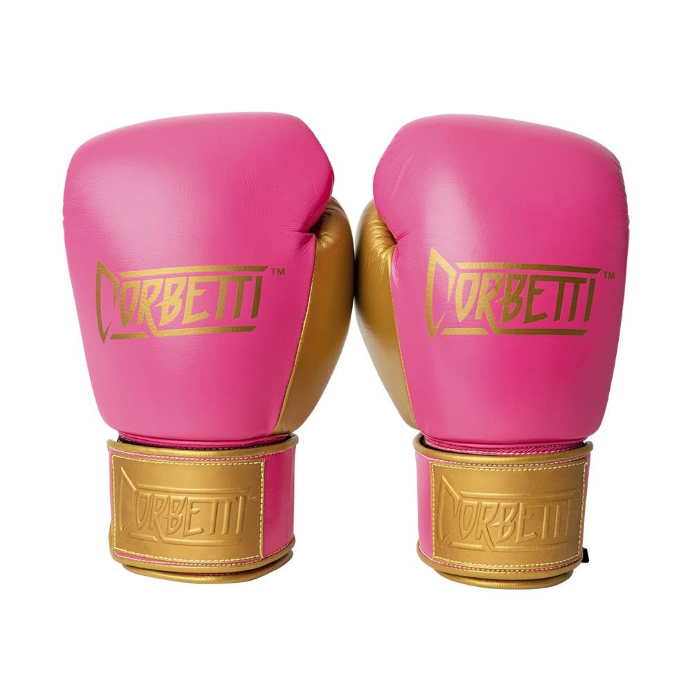 Corbetti CTG-004-14 (Pink, 14 oz) Muay Thai Boxing Gloves for Men and Women, Featuring Double Stitched Kevlar and Full Grain Leather, Designed for Training, Sparring, pad Work, and Heavy Bag.