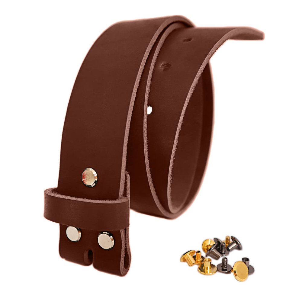 1.5 inch Men's Cowhide Geniune Leather Belt 38mm Classic without Buckle (Brown Cognac, 38 inch (Waist 38))