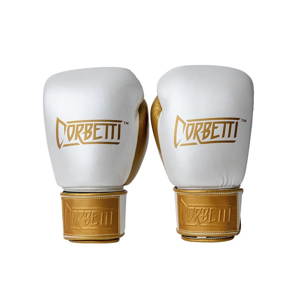 Corbetti CTG-006-10 (Pearl White, 10 oz) Muay Thai Boxing Gloves for Men and Women, Featuring Double Stitched Kevlar and Full Grain Leather, Designed for Training, Sparring, pad Work, and Heavy Bag.