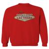 0551. Graphic Souvenir Signs Welcome to LAS Vegas Vacations Nevada Men's Crewneck Sweatshirt (Red, Medium)