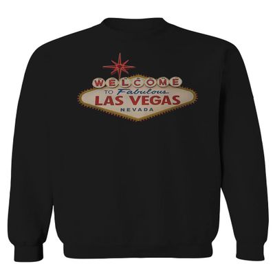 0551. Graphic Souvenir Signs Welcome to LAS Vegas Vacations Nevada Men's Crewneck Sweatshirt (Black Small)