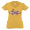 0551. Graphic Souvenir Signs Welcome to LAS Vegas Vacations Nevada for Women V Neck Fitted T Shirt (Gold Medium) view 1