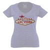 0551. Graphic Souvenir Signs Welcome to LAS Vegas Vacations Nevada for Women V Neck Fitted T Shirt (Light Gray Small) view 1