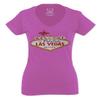0551. Graphic Souvenir Signs Welcome to LAS Vegas Vacations Nevada for Women V Neck Fitted T Shirt (Pink Small) view 1