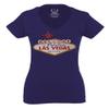 0551. Graphic Souvenir Signs Welcome to LAS Vegas Vacations Nevada for Women V Neck Fitted T Shirt (Navy Blue, X Small) view 1