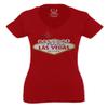 0551. Graphic Souvenir Signs Welcome to LAS Vegas Vacations Nevada for Women V Neck Fitted T Shirt (Red, X Small) view 1