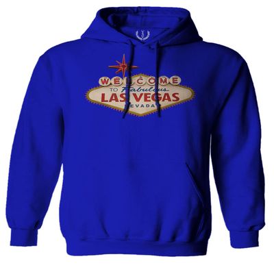 0551. Graphic Souvenir Signs Welcome to LAS Vegas Vacations Nevada Sweatshirt Pullover Hoodie (Royal X-Large)