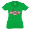 0551. Graphic Souvenir Signs Welcome to LAS Vegas Vacations Nevada for Women V Neck Fitted T Shirt (Irish Green Medium) view 1