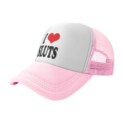 Hat,I Love Sluts Trucker Hat Baseball Cap Pink Women Men Dad Hat Golf Cowboy Hat