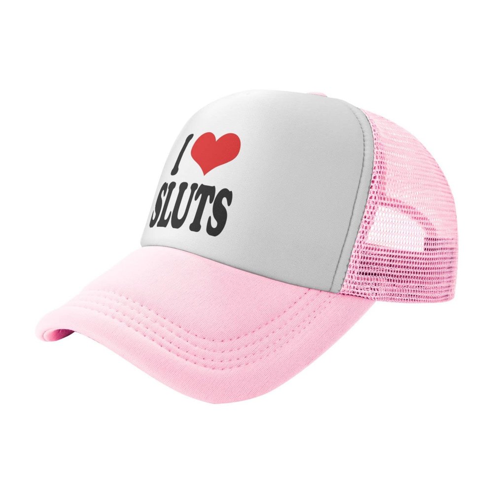 Hat,I Love Sluts Trucker Hat Baseball Cap Pink Women Men Dad Hat Golf Cowboy Hat